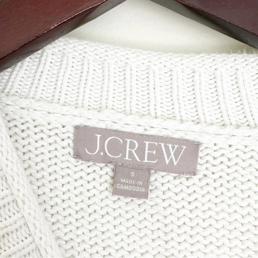 J. CREW Heritage Cotton Rollneck Sweater Stripe Ivory Black Small NWT - Picture 6 of 9